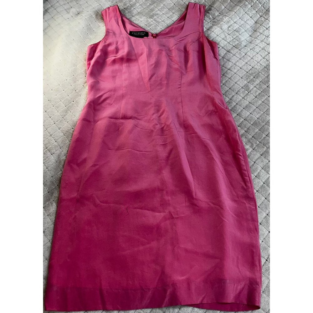 Patrick Collection Dress Women Sz 8 Sleeveless 100% Silk Coral/Pink Sheath Lined